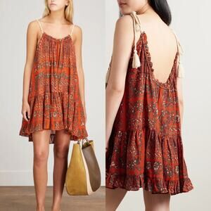 Ulla Johnson Trula Tiered Voile Mini Dress Clementine Flowy Trapeze XS Preowned